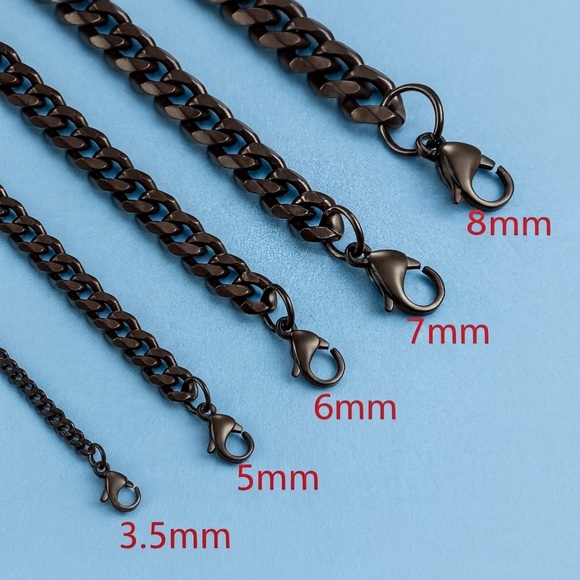 26 inch Cuban Link Chain Black lon-Plated 7mm - Picture 5 of 6